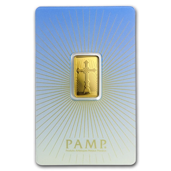 5 g Gold Bar - PAMP Suisse Religious Series (Romanesque Cross) 5 g Gold Bar - PAMP Suisse Religious Series (Romanesque Cross)